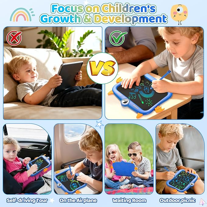 LCD Writing Tablet for Kids, 8.5 inch Doodle Board Drawing Pad, Little Monster Toys for Kids, Travel Toys for 3 4 5 6 7 8 Year Old Boys Girls Birthday Christmas Gifts (Blue)