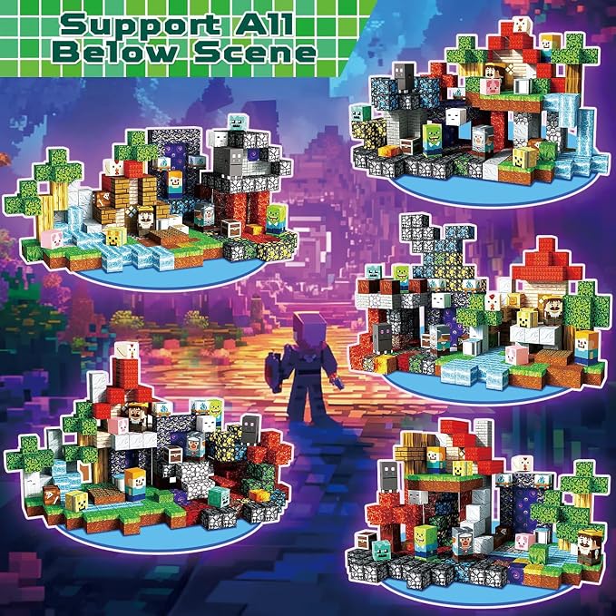 200PCS Magnetic Tiles Construction Building Blocks Fantasy Adventure Set with Volcano & Cave, STEM Educational Sensory Toys for Kids Ages 3-12, Learning Toys Gift for Boys Girls - Image 7