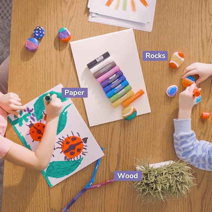 Zenacolor Tempera Paint Sticks - 12 Colors Kids Paints - Non-Toxic Washable Paint Sticks for Kids - Mess Free Quick Drying Art Supplies for Toddlers