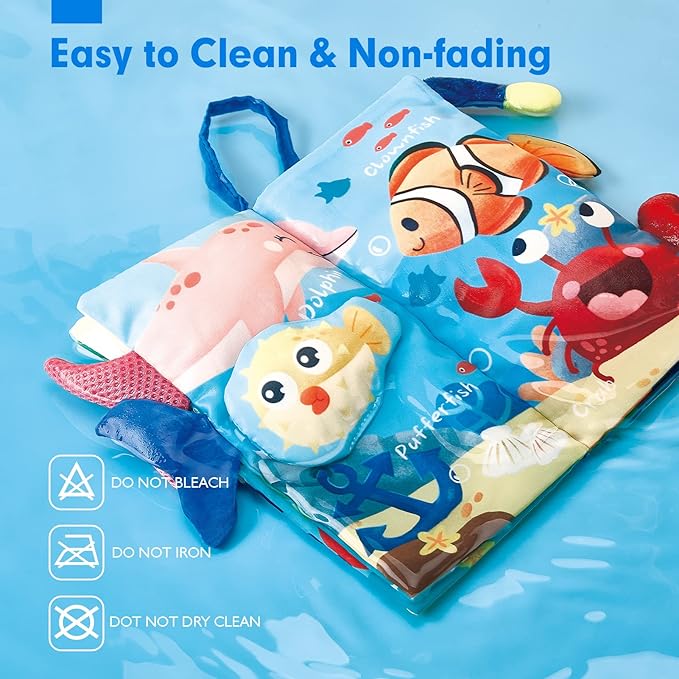 hahaland Baby Books 0-6 Months, Infant Tummy Time Toy Baby Toys 6 to 12 Months Touch Feel Book Baby Gifts for Boy Girl 0-3 Months Learning Toy Baby Christmas Birthday Gifts Stocking Stuffers (Single)