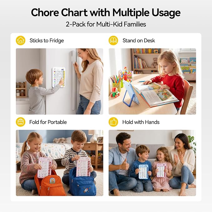 2 Pack Chores Chart for Kids Multiple Kids List Board with Slider - Image 4