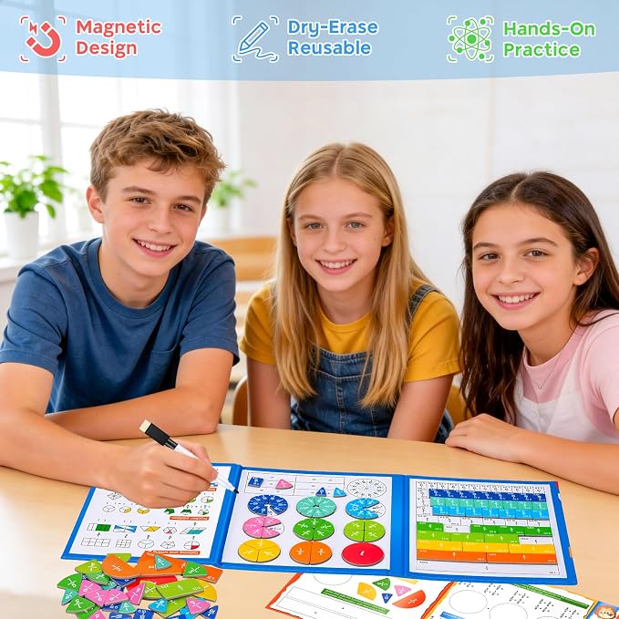 Meetory Magnetic Fraction Playbook - Magnetic Fraction Demonstration Book, Montessori Math Manipulatives Kit, Homeschool Classroom Fraction Puzzles and Games - Image 6