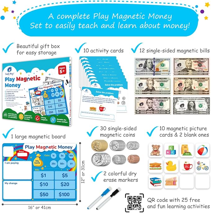Simply Magic 67 PCS Play Money for Teaching - Money Manipulatives & Games - Image 3