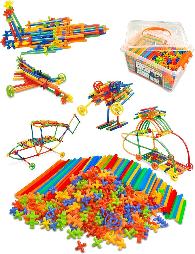 600PCS STEM Building Toys, Straw Constructor Toys Up Grade Engineering Building Sets for Kids Develops Motor Skills and Logic Thinking, Fun Educational Toy Great for Gift by Tcnroy