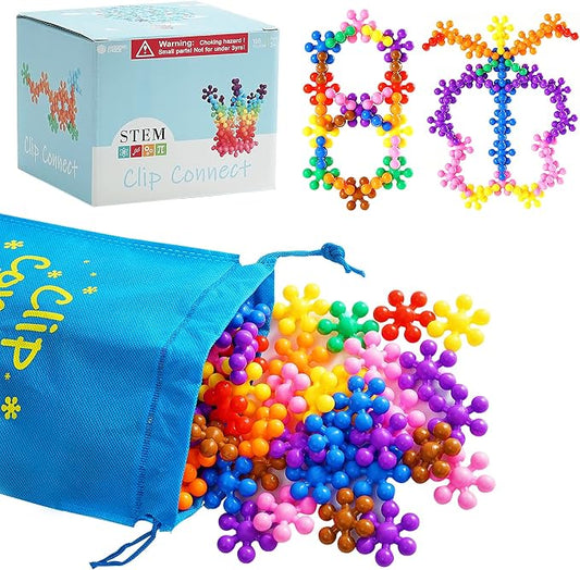Clip Connect 120 Piece Building Blocks | Diameter 1.26", STEM Building Toys Set Kindergarten Math Manipulatives for Kids Boys Girls, Educational Preschool Toys Activities Homeschool Supplies by Chichalk