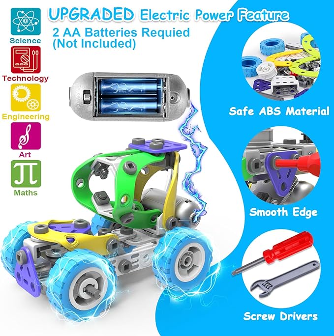 10 in 1 Electric STEM Toys for 5 6 7 8 9+ Year Old Boy Girl Birthday Gifts Educational Building Toys for Kids Ages 4-8 5-7 8-12 Stem Activities Construction Toy for Boys 6-8 8-10 Valentine Idea Gift