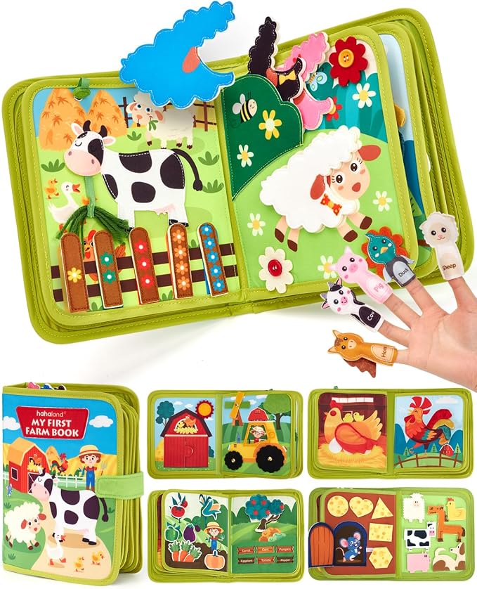 hahaland Busy Book for Toddlers 1-3 - Montessori Toys 1 Year Old Busy Board by hahaland