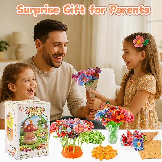 SZBZ Fabric Flower Bouquets Toys, DIY Craft Kits Toys for Kids - Flowers Market Toy, Build Your Flower Bouquet, Arts & Crafts for 4+ Year Toddler Girl, Educational Activity Preschool Birthday Gifts