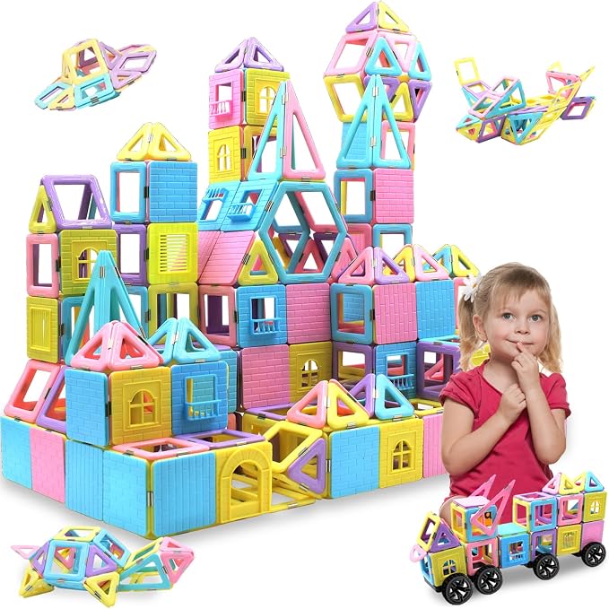 Tolnetr 124PCS Magnetic Tiles Toys for 3 4 5 6 7 8+Year Old Boys Girls - Image 8