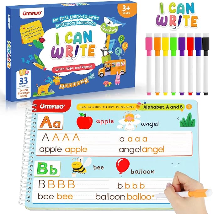 Preschool Learning Activities,Kindergarten Workbook Ages 3-6,Back to School by URMYWO