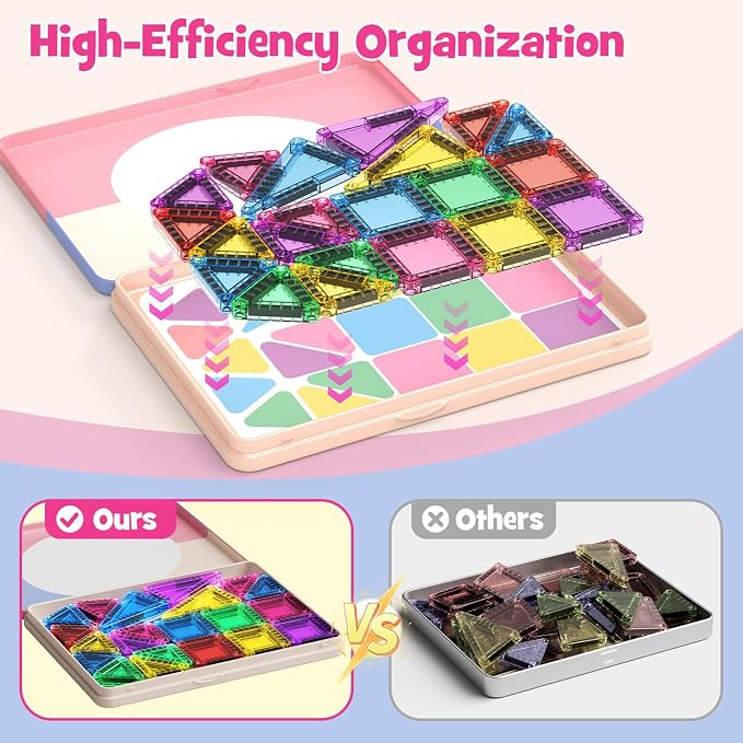 WMDXU Travel Magnetic Tiles Set : 42PCS Travel Set with Iron Box for Girls - Image 7