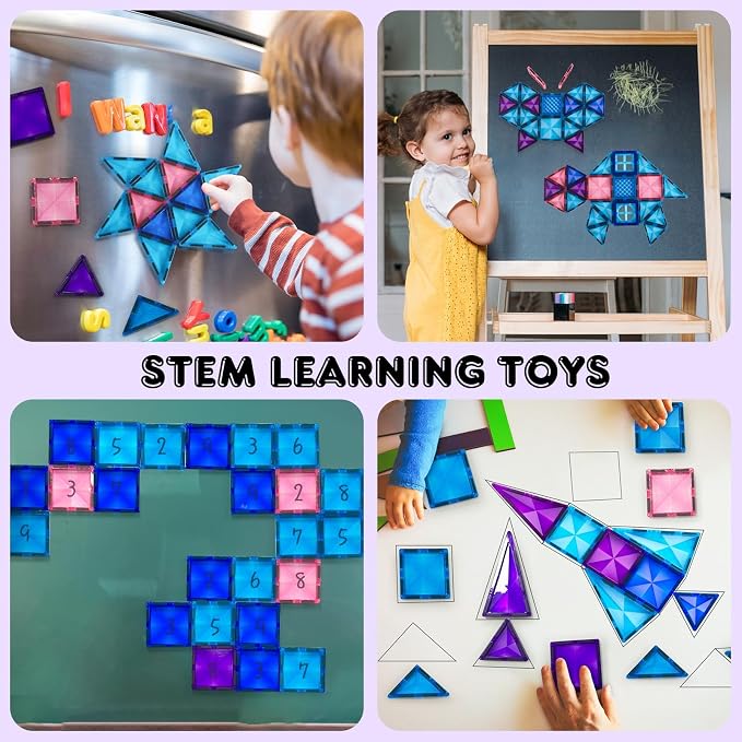 AFUNX Diamond Magnetic Tiles,116PCS Sturdy-Build STEM Toys for Kids - Image 4