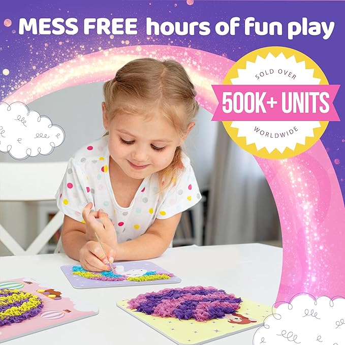 jackinthebox Poke Poke Art – Magical Theme, Mess-Free Fabric Art and Craft, Flower Pressing Kits, Gift for Kids, Girl Gifts, DIY Activity Boy Gift, Toys for Girls and Boys Ages 4 5 6 7 8