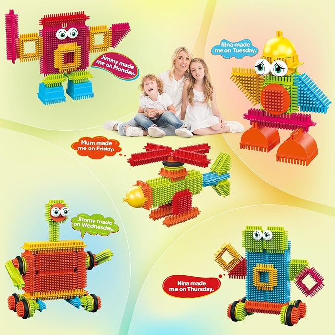 Contixo 244 pcs Bristle Shape 3D STEM Building Toys, Construction Learning Stacking Educational Block, Creativity Beyond Imagination, Inspirational, Safe & Durable, Recreational Toy for Kids Ages 3-8 - Image 3