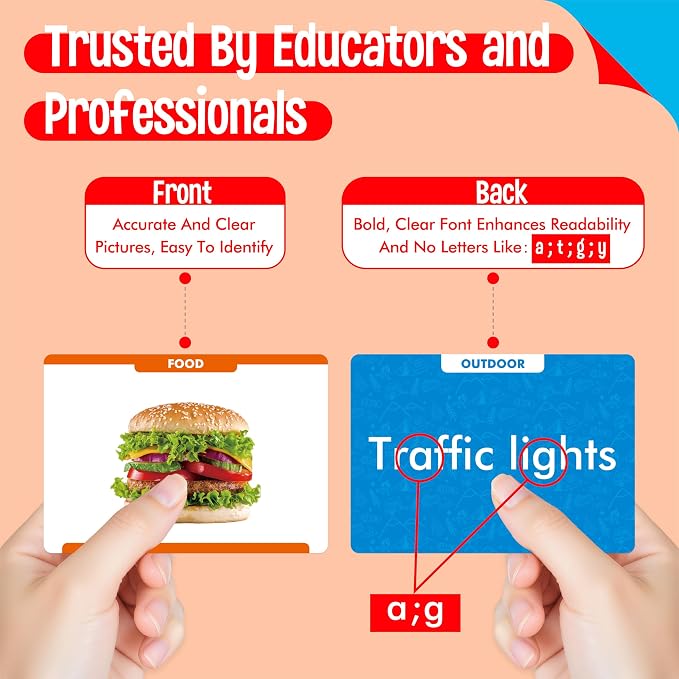 300 Noun Picture-Word Cards, Picture Flashcards Language Builder Visual Aid Speech Development Tool for Autism, ESL Teaching Materials for Adults, Non-Verbal Children Vocabulary Builder for Toddlers - Image 3