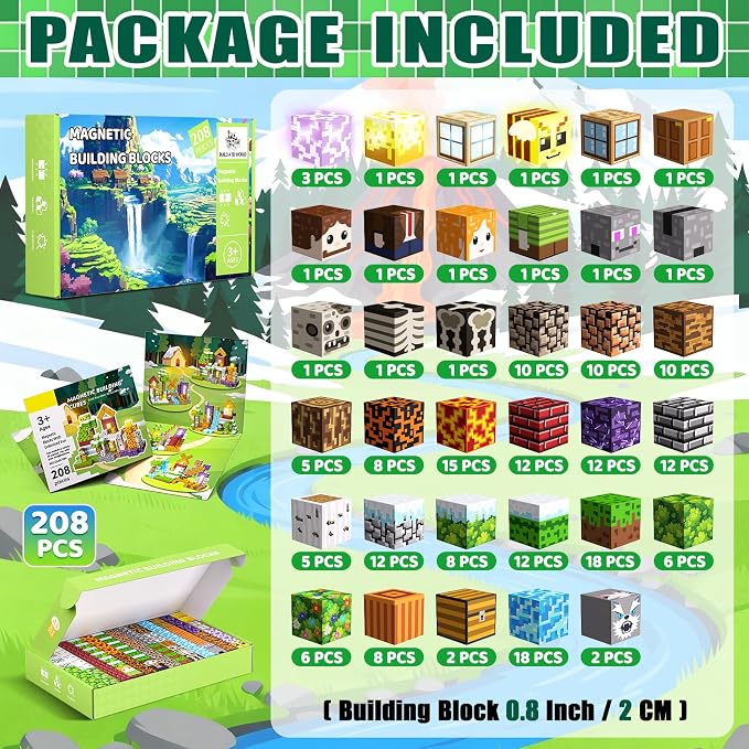 208PCS Magnetic Blocks, Building Cubes, Boys Kids Gifts Toys - Image 3