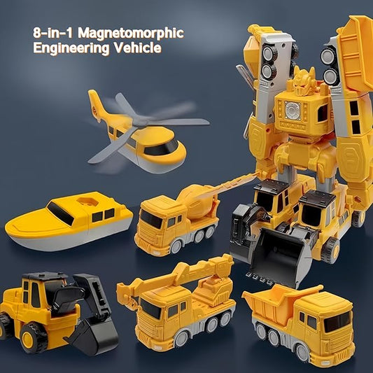 Magnetic Transform Engineering Car Assembled Toys with Storage Box, Magnetic Cars and Trucks for Kids,Magnetic Blocks for Toddlers,Outdoor Activities for Kids Ages 3-5 4-8