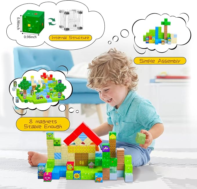 SKTMYY Magnetic Blocks-120pcs Game Magnetic Building Blocks for Kids Ages 4-8, STEM Sensory Magnet Blocks Cubes Toys for Toddlers Boys & Girls - Image 5