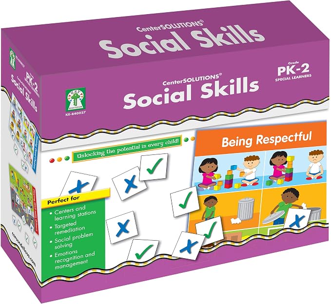 Key Education Publishing Social Skills Activities for Kids, 15 File Folder Games With Social Emotional Learning Activities, Emotional Regulation Tools for kids Preschool to Grade 2 by CarsonDellosaEducation