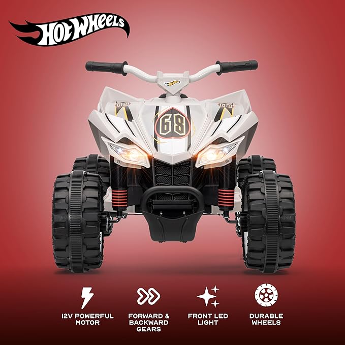 Voyager - Hot Wheels - 12V ATV Ride On Toy, Fun and Exciting Ride for Kids, Stylish Design for Imaginative Play