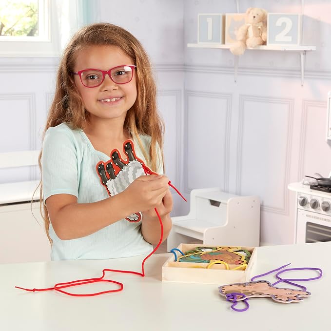 Melissa & Doug Lace and Trace Activity Set: 5 Wooden Panels and 5 Matching Laces - Farm - Image 7