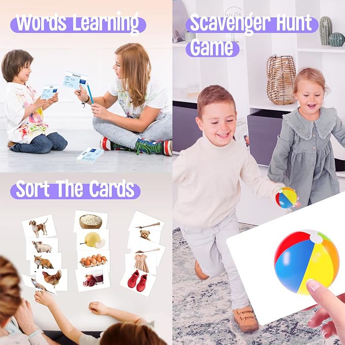 140 Noun Picture-Word Cards, Picture Flashcards Language Builder Visual Aid Speech Development Tool for Autism, ESL Teaching Materials for Adults, Non-Verbal Children Vocabulary Builder for Toddlers - Image 6