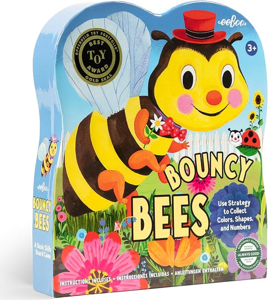 eeBoo: Bouncy Bees Board Game, Learn Colors Numbers and Shapes, Strategy Game for 2-4 Players, Screen-Free Fun, Kids Ages 3 and up by eeBoo