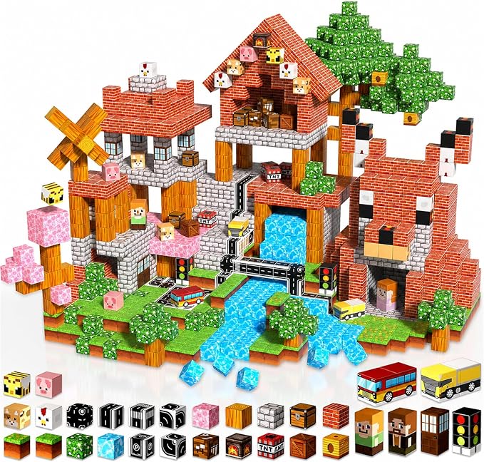 200 PCS Magnetic Blocks - Magnetic Building Blocks Cubes, Magnet Toys for Kids Age 3+, Toy Building Set for Kids, Magnets Stacking Construction Birthday Gifts for Boys Girls Age 4-8, 8-12 by Magneticfunthat%E2%80%99sneverdone