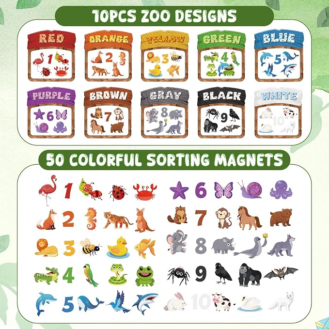 10Pcs Magnetic Color Sorting Cute Animal Fridge Magnets for Kids - Image 2