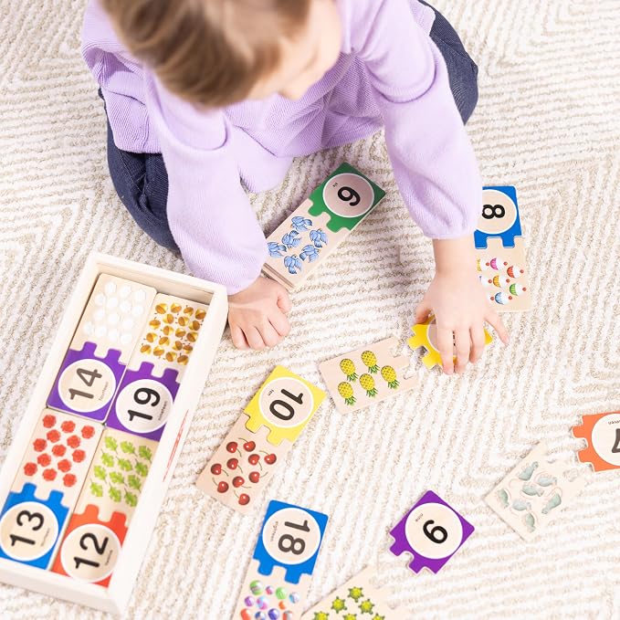 Melissa & Doug Self-Correcting Wooden Number Puzzles with Storage Box (40 pcs) - Image 2