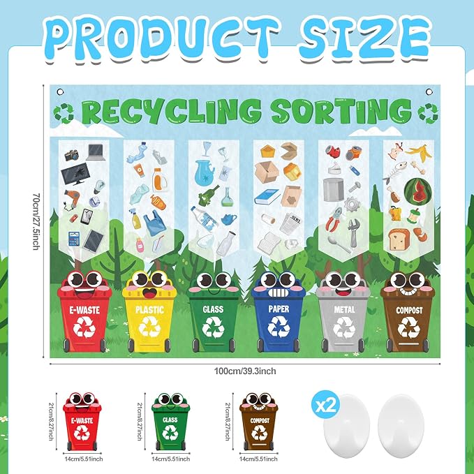 Cinrobiye Felt Earth Day Recycling Sorting Game Learn to Recycle Activity Set Garbage Sorting Educational Game Classroom Recycling Activity Bulletin Board Decorations Earth Day Craft Kit - Image 2