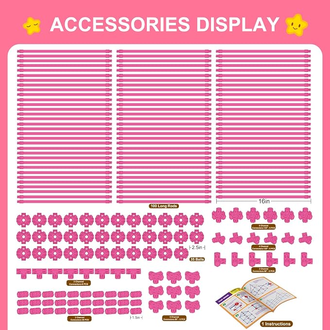 SpringFlower Fort Building Kit for Kids,STEM Construction Toys, Educational Gift for 4 5 6 7 8 9 10 11 12 Years Old Boys and Girls,Ultimate Creative Set for Indoor & Outdoors Activity,200 Pcs,Pink - Image 7
