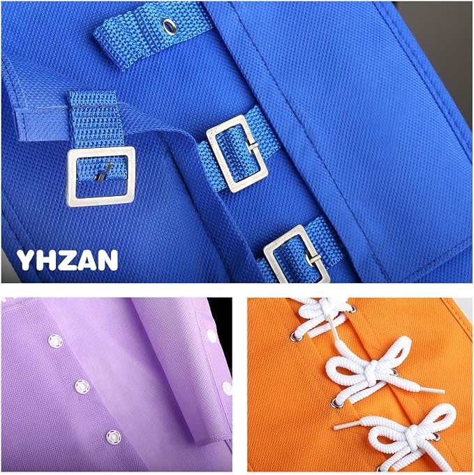 YHZAN Learn to Tie Your Shoes Dressing Board Montessori Mobile Sensory Board Travel Therapist Life Skills Development Toy - Zip,Button,Snap,Buckle,Lace & Tie for Preschool Toddler 3-8 Years Old - Image 5