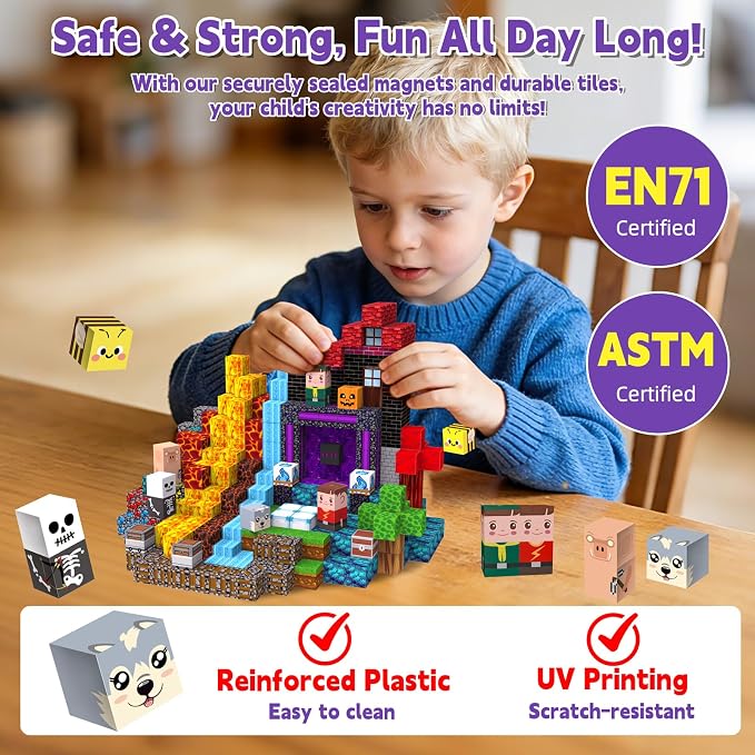 200pcs Magnetic Building Blocks Magnetic Cubes STEM Sensory Toy for Ages 3+ - Image 7