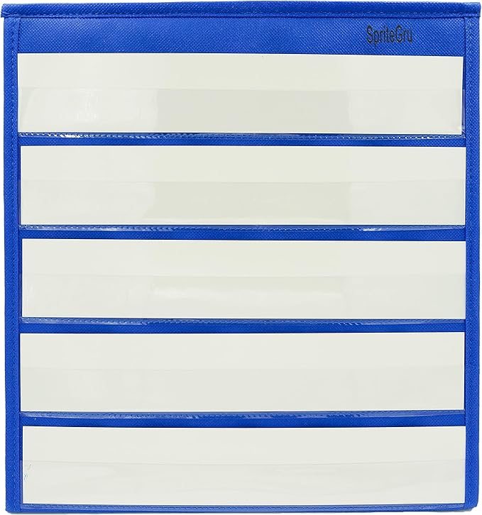Blue Tabletop Desktop Pocket Chart with Bonus 20X Dry Erase Cards. Double Sided and Self-Standing (13” X 12”) - Image 2