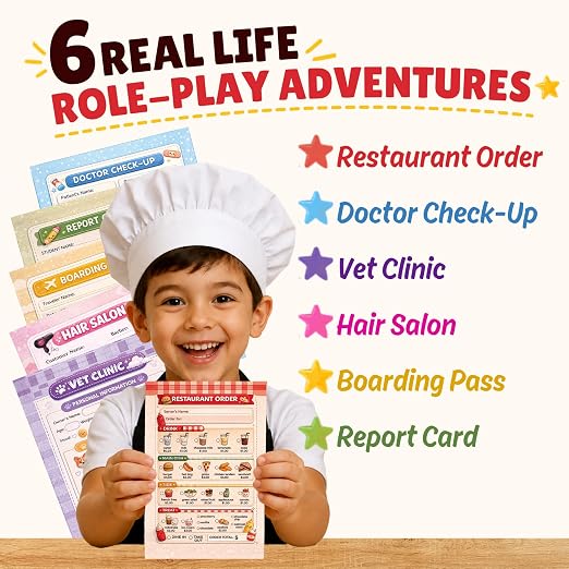 Risekallpa Play Pretend Notepads for Kids, Playtime Notepads 6 Pack 4x6in - Image 3