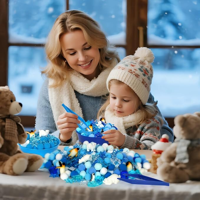 182 Pcs Arctic Animals Sensory Bin Items Winter Arctic Animals Counting Sorting Sensory Bin Filler Fine Motor Arctic Habitat Counts for Easter Day Spring Summer Counting Decor - Image 7