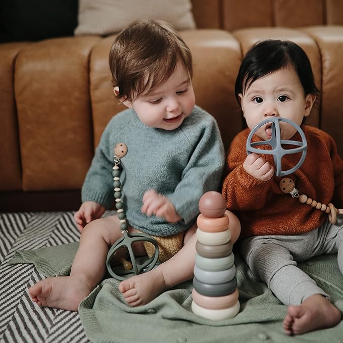 mushie Silicone Baby Teether Ball Toy (Tradewinds)
