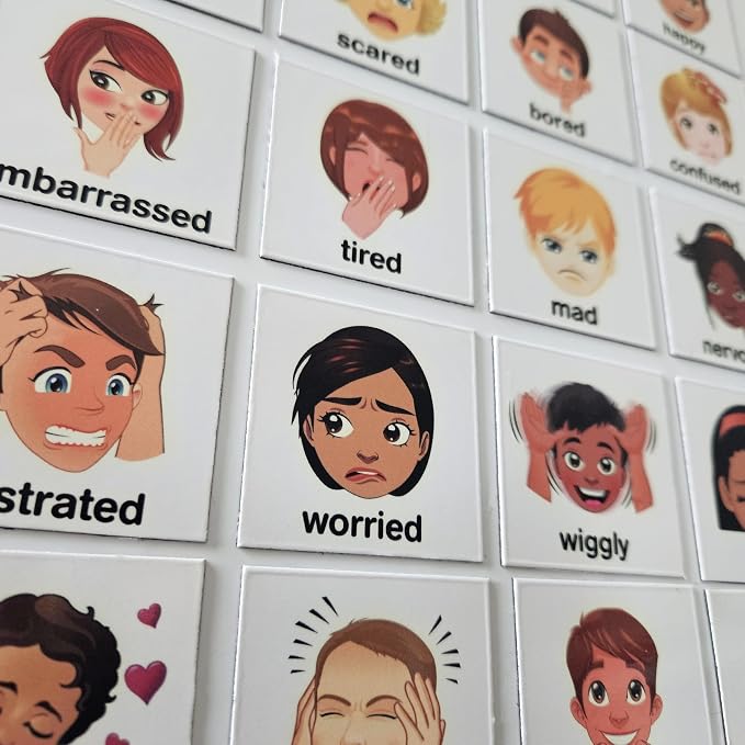 SchKIDules® Feelings Magnets for Kids and Special Needs - Teaching Social Emotional Learning and Expression - 17 Diversified Emotions Plus an I Feel Sentence Starter Included by SchKIDules