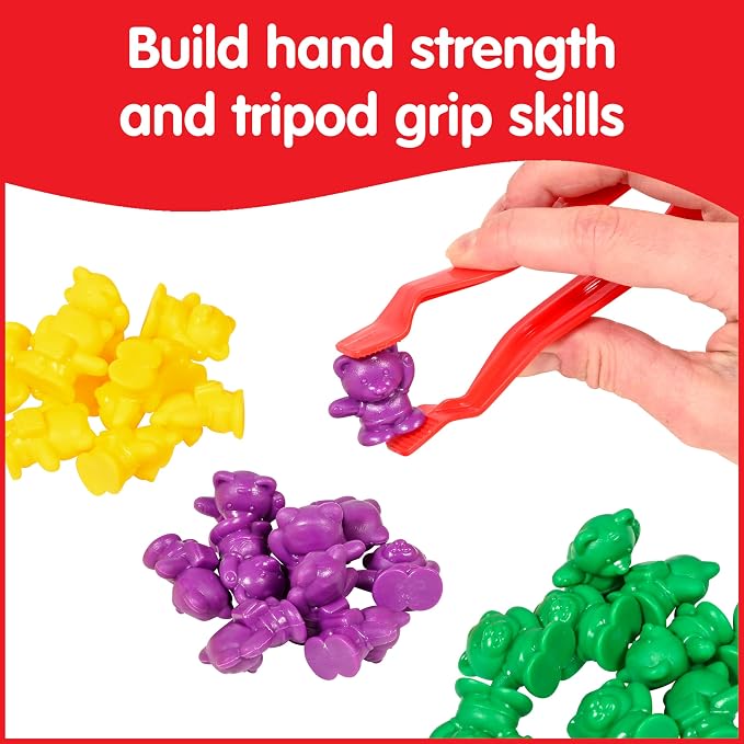 edxeducation Small Bear Counters - Mini Jar - Set of 60 - Early Math Manipulatives - Bear Counters, Tweezers and Actvity Guide - Home Learning - Image 5