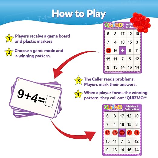 LEARNING ADVANTAGE QUIZMO Addition & Subtraction, Bingo-Style Math Game - Image 3