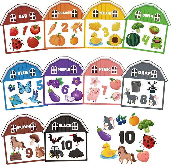 10Pcs Magnetic Color Sorting Cute Farm Animal Fridge Magnets for Toddlers by Fyguard