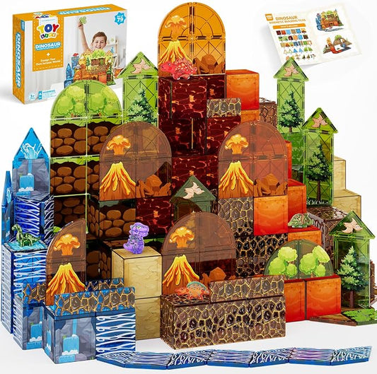 TOY Life Dinosaur Magnetic Tiles, 79-Piece Lava STEM Set, Ages 3-8 by TOYLife