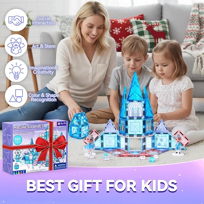 VigorFun Princess Castle Magnetic Tiles Building Toys Set for Kids Ages 4-8 - Image 6