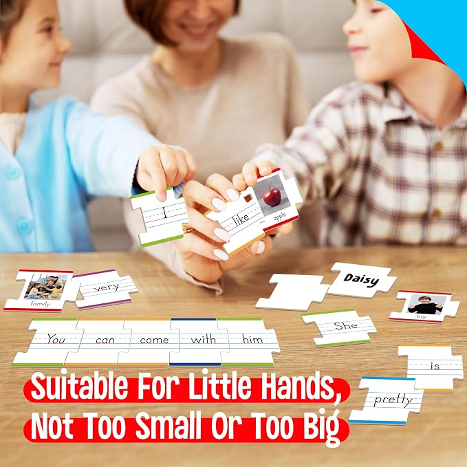 110PCS Sentence Building, Double-Sided Puzzles 180 Sight Words & 20 Blanks for Kids Learning Sentences, Early Reading, Writing & Language Practice-Educational Toy for Kindergarten, Grade 1st, 2nd - Image 6