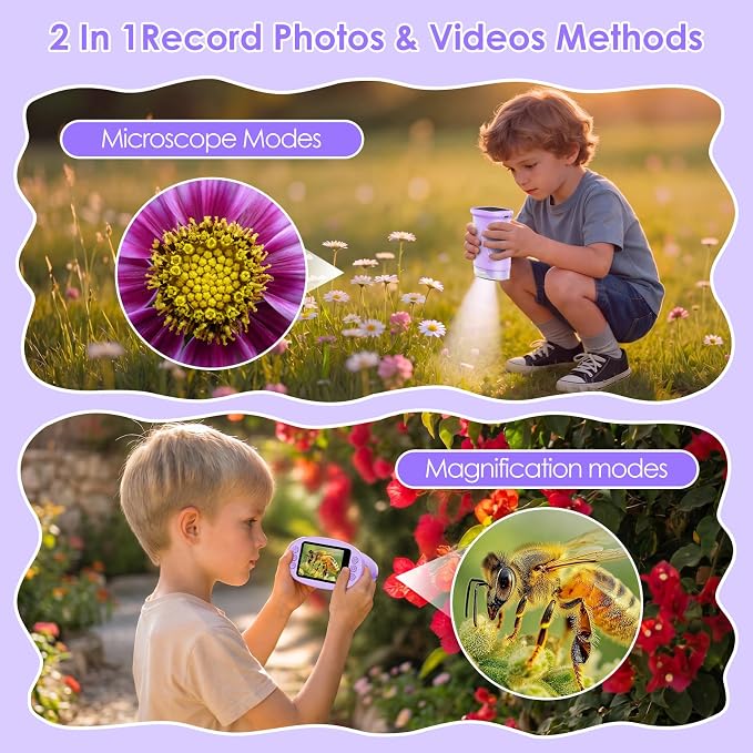 4K 1000X Handheld Digital Microscope for Kids with 2.0" IPS Screen(Purple) - Image 6