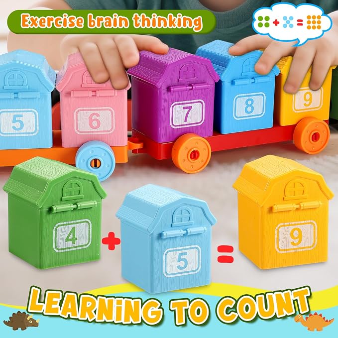 Toddler Montessori Learning Toys for 2 3 4 5 Year Old Boys, Kids Dinosaur Train Matching Toys with Locks & Keys | Counting & Sorting Trains Set, Preschool Toy Boy Girls Birthday Gifts Ages 2-4 3-5 - Image 5