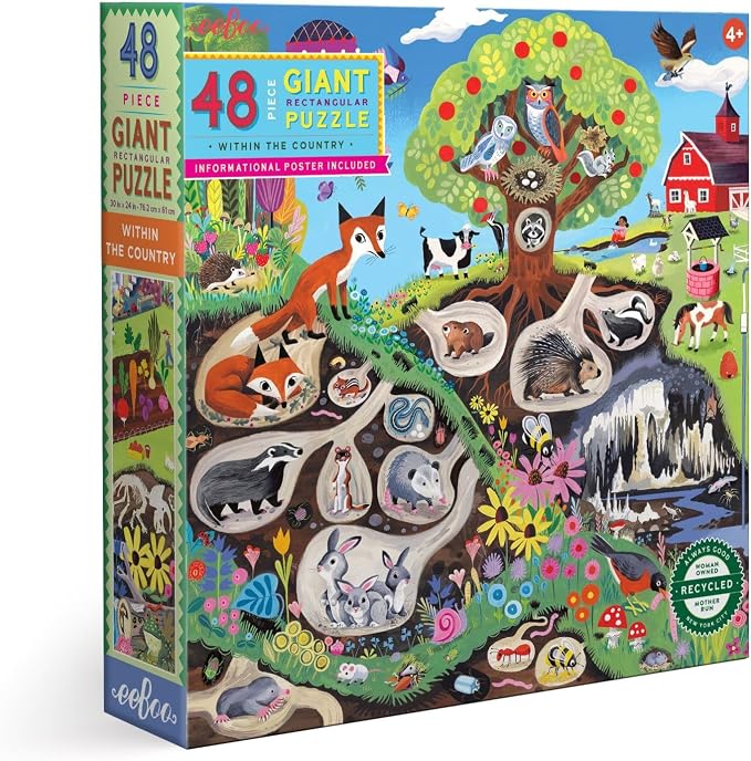 eeBoo 48 Piece Giant Floor Puzzle - Within The Country Children's Puzzle Countryside, Large Pieces for Small Hands to Develop Motor Skills by eeBoo