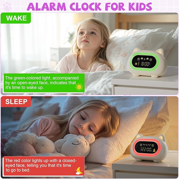 Honesorn Kids Alarm Clock Toddler Sleep Training Clock with 10 Night Lights - Image 2