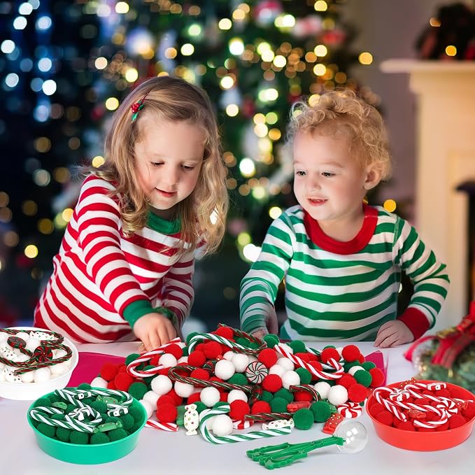 136 Pcs Christmas Sensory Bin Items Candy Cane Counting Sorting Sensory Bin Filler Fine Motor Toys Candy Cane Counts for Kids Xmas Counting Toys for Preschool Education Activities - Image 6